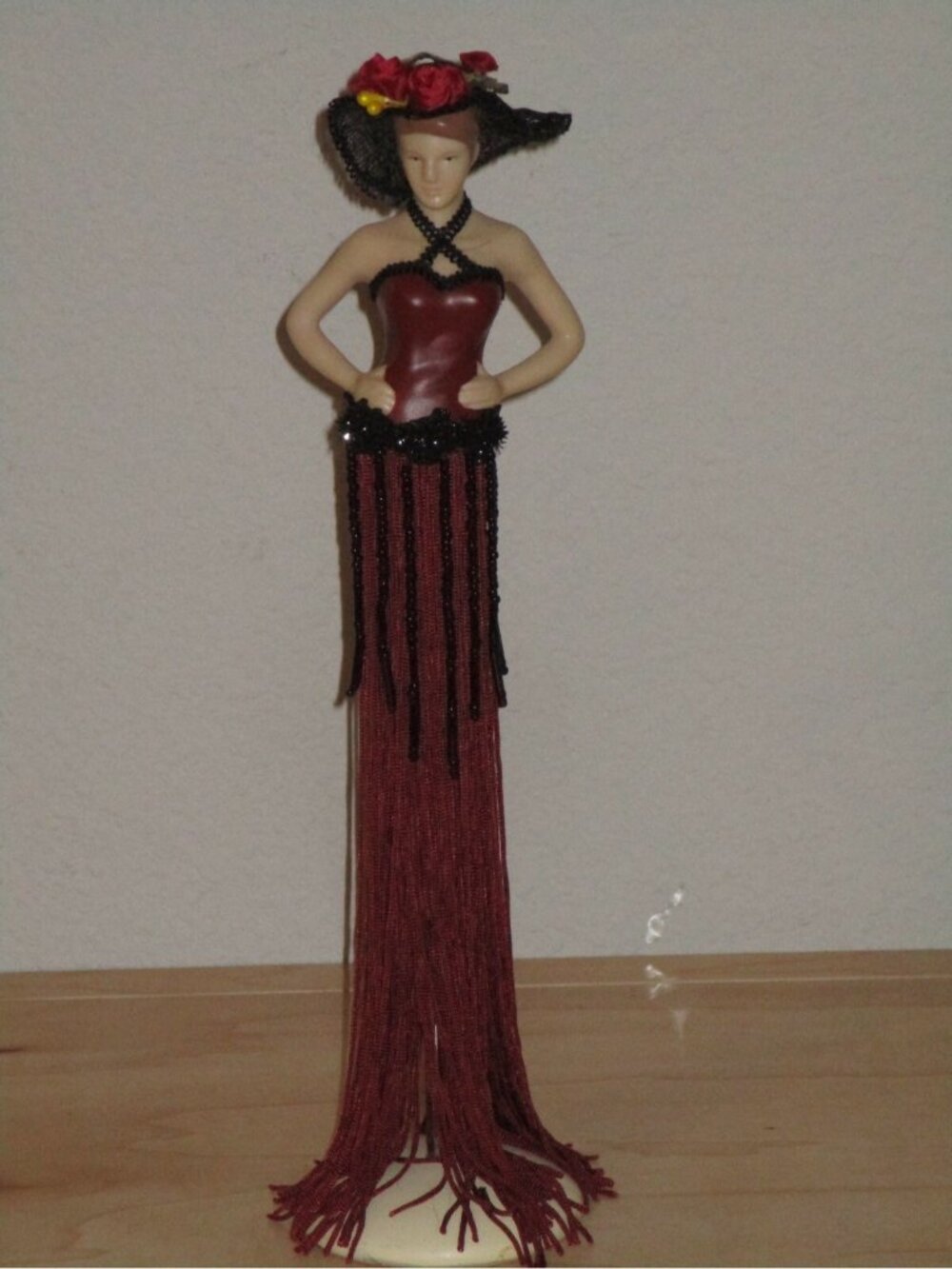 Popular Imports Dark Red Dress Poly Resin Hand and Face Tassel Hat Good Used